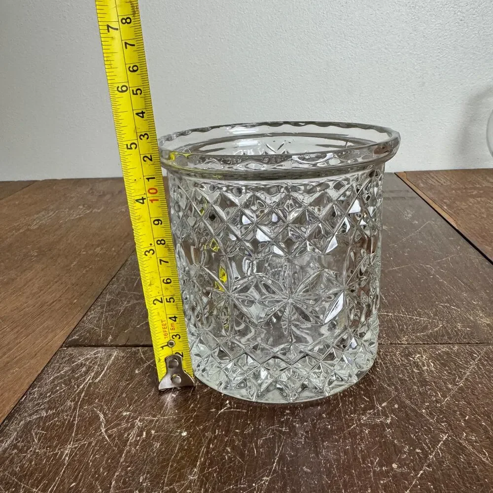 Vintage Cut Crystal Biscuit Jar NO LID Utensil Storage‎ Container